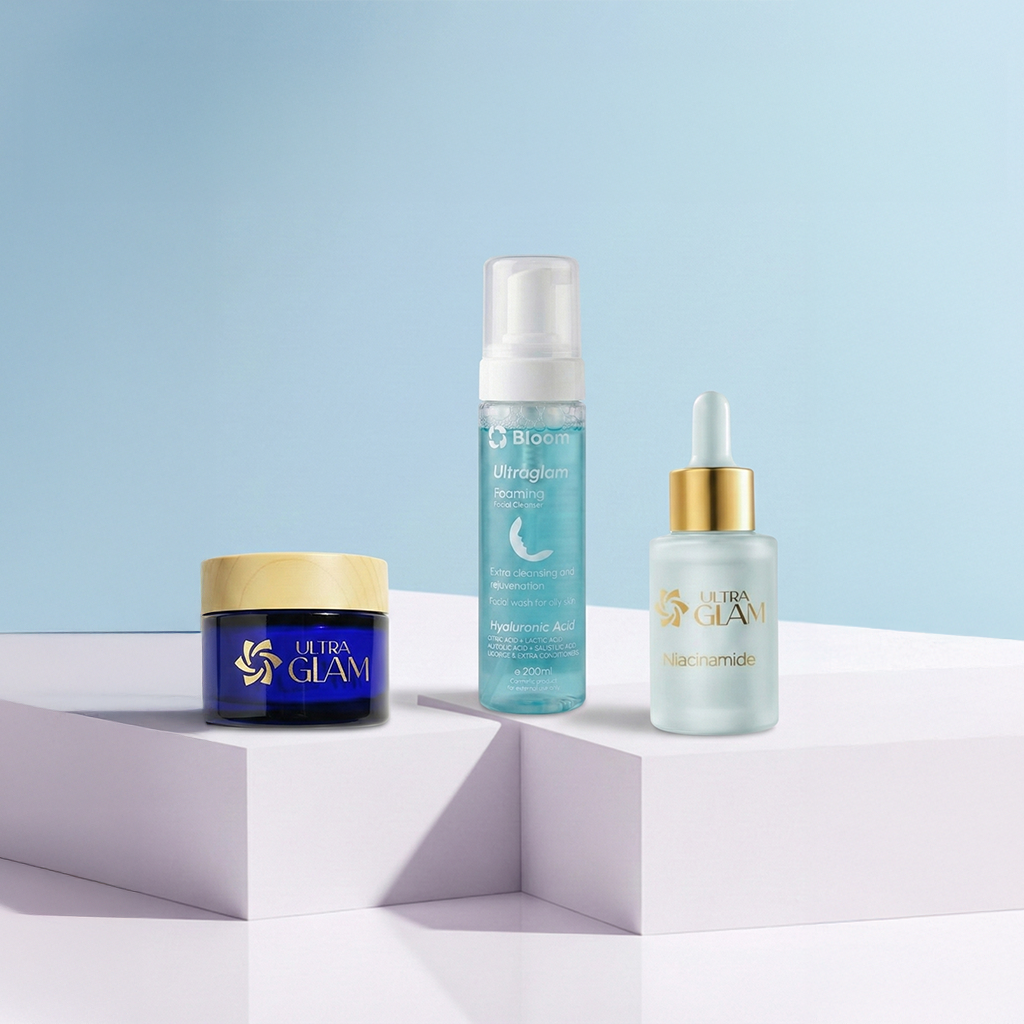 Cleanser + Niacinamide Serum + retinol cream